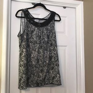 Blouse with beading and mesh detail